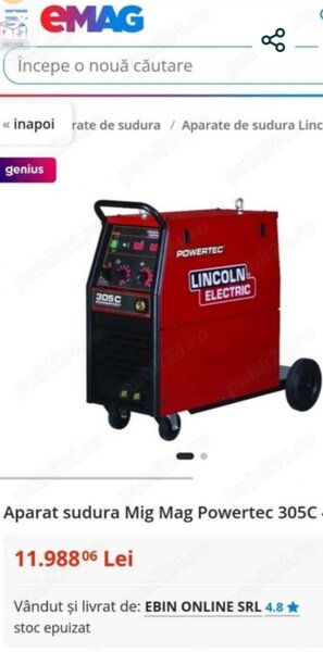 Se vinde aparat sudura Mig-Mag Lincoln PowerTech 305 C